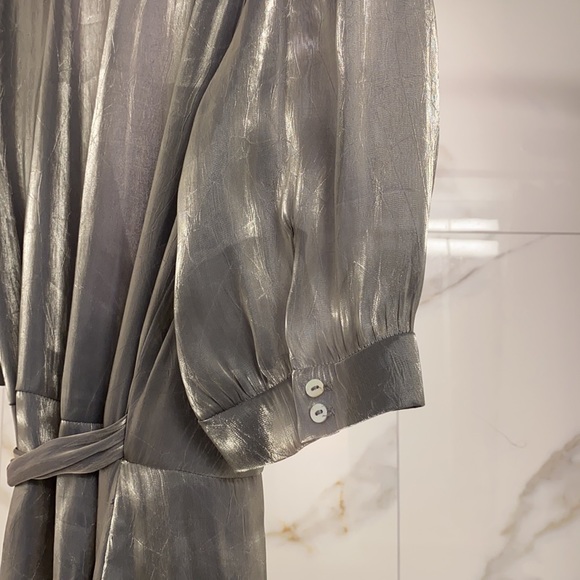 Zara Silver Metallic Wrap Dress. Size Extra Small. - Picture 5 of 7